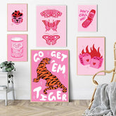 Affiches sur toile rose vif et girly